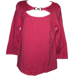 NWT Nine West Separates Chain Link Attached Cardigan 3/4 Length Sleeve Top